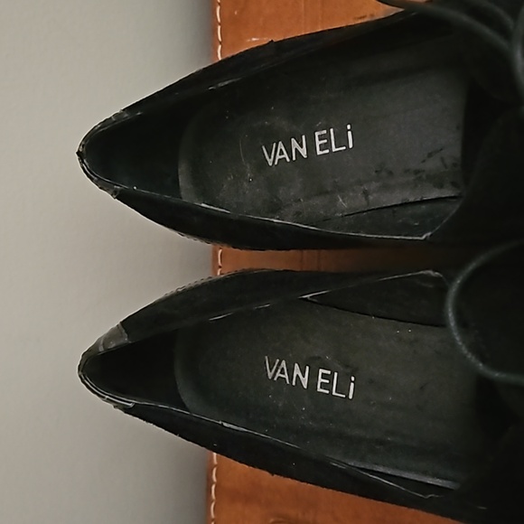 Vaseline black suede and patten tie square toe chunky heels size 8.5 M - Picture 3 of 5